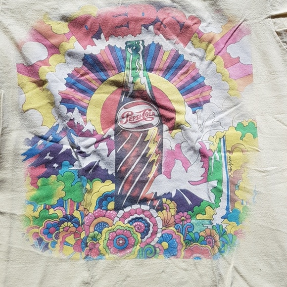Pepsi Tops - yellow vintage Pepsi t- peter max style❤HOST PICK❤
